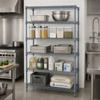 Thumbnail image #2 for Quantum WR86-1442GY-5 Stationary Wire Shelving Starter Unit, 42"W x 86"H, 5 Shelves, Gray Epoxy Finish