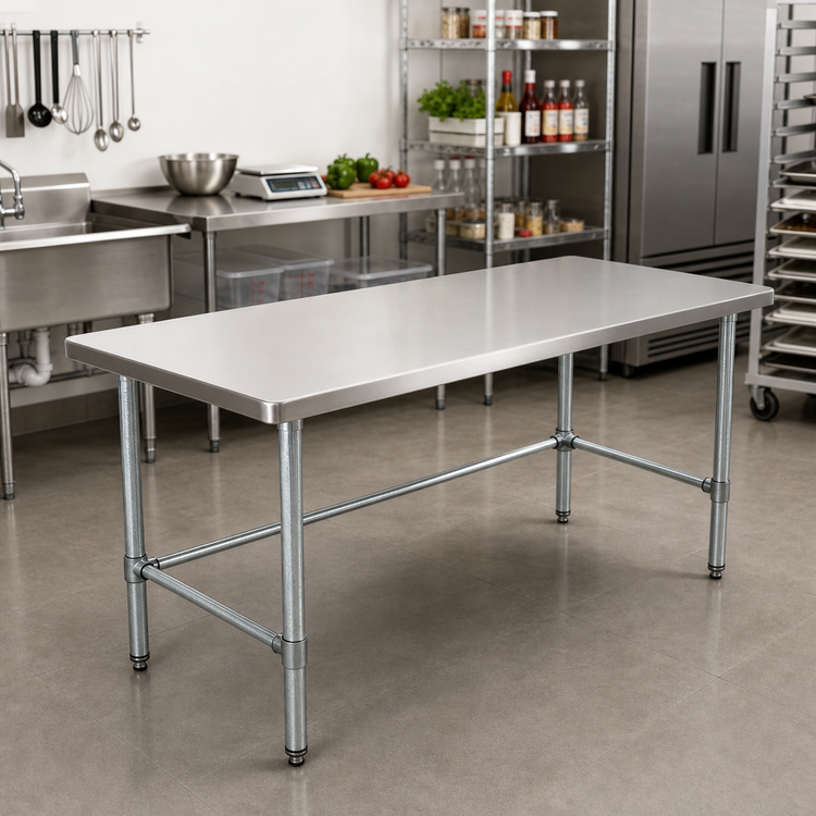 Product image #2 for Sapphire 60-Inch x 30-Inch Stainless Steel Work Table with Rounded Edges and Galvanized Base