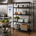 Thumbnail image #2 for Quantum WR74-2136BK 4-Shelf Wire Shelving Starter Unit, 36 x 21 x 74 Inches, Black Epoxy Finish