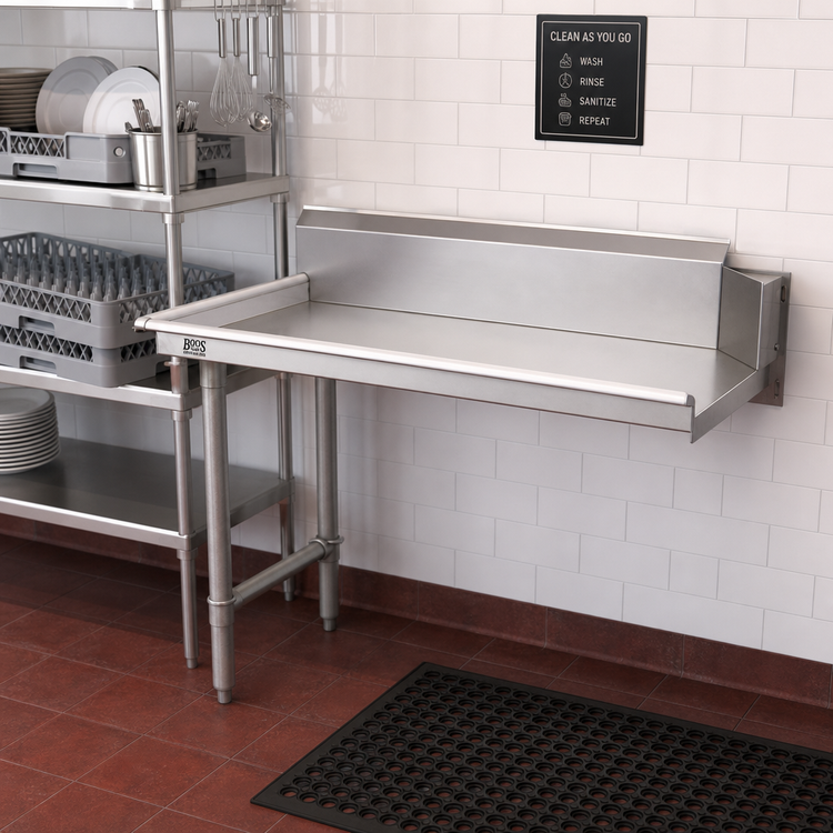 Product image #2 for John Boos 60-Inch Clean Straight Stainless Steel Dish Table with 10-Inch Boxed Backsplash, Right-to-Left Operation