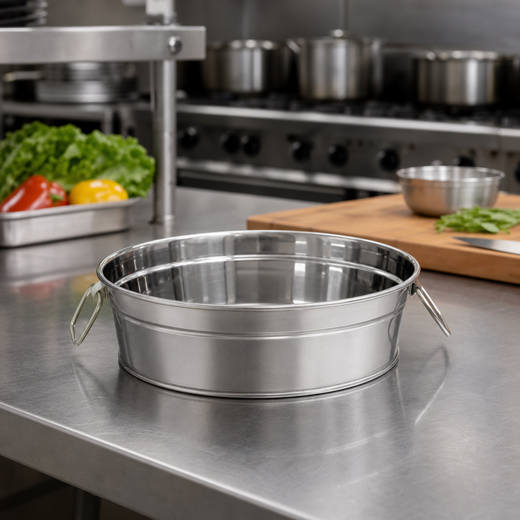 Product image #2 for American Metalcraft STUB12 Round Stainless Steel Tub with Handle, 95 oz.
