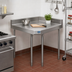 Thumbnail image #2 for BK Resources CVTR5OB-3024 30 Inches W x 24 Inches D x 39.75 Inches H Stainless Steel Corner Work Table with 5 Inches Riser — 16-Gauge 304 Top, Open Base