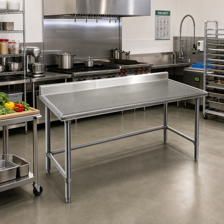 Product image #2 for Spec-Master Marine Series 14-Gauge 300 Series Stainless Steel Work Table with 4-1/2 Inch Backsplash, 60 x 36 Inches