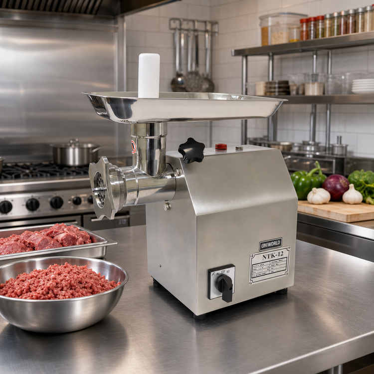 Product image #2 for Uniworld NTK-12 Electric Countertop Meat Grinder, Gear-Driven, Stainless Steel