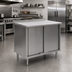 Thumbnail image #2 for Spec-Master Cabinet Base Enclosed Work Table with Sliding Doors, 36 x 24 Inch, 14 Gauge 304 Stainless Steel Top