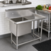 Thumbnail image #2 for John Boos Pro-Bowl 1-Compartment Floor Model Stainless Steel Sink with 24-Inch Right Drainboard and 10-Inch Backsplash