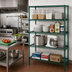 Thumbnail image #2 for Quantum 5-Shelf Wire Shelving Starter Kit, 60W x 21D x 63H, Green Epoxy Antimicrobial Finish