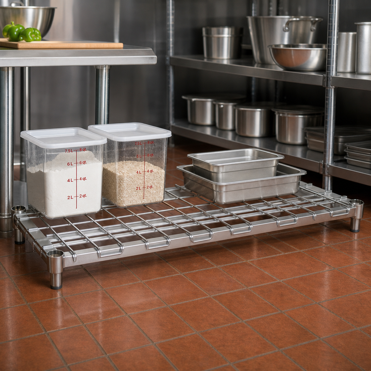 Product image #2 for Metro Super Erecta Stainless Steel Dunnage Shelf with Lift-Off Wire Deck, 60"W x 18"D