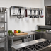 Thumbnail image #2 for Advance Tabco Wall-Mounted Double-Bar Stainless Steel Pot Rack, 96 Inch x 12 Inch, 18 Plated Double Hooks