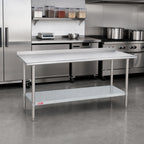 Thumbnail image #2 for Duke Manufacturing 416-2460-2R 60 x 24 Inch Stainless Steel Work Table, 16 Gauge 400 Series Top, 1-1/8 Inch Riser, Galvanized Undershelf