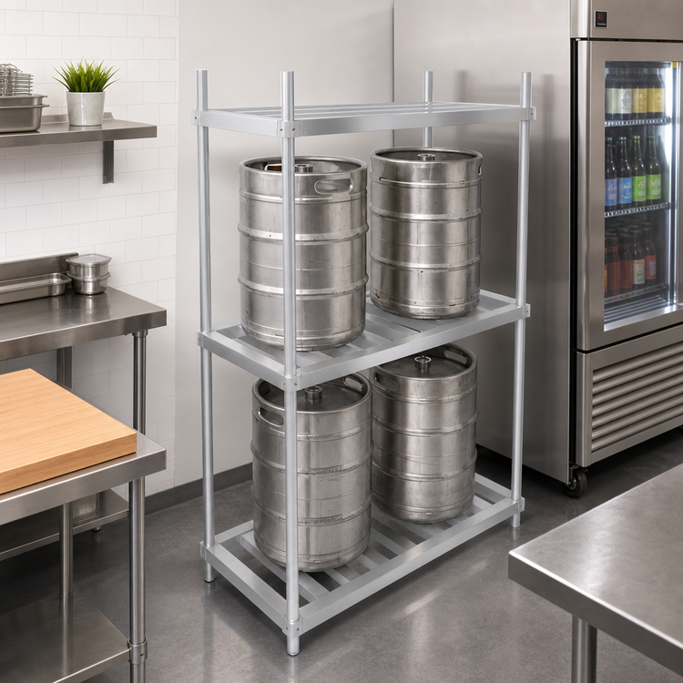 Product image #2 for John Boos Aluminum Keg Rack, 60 Inches W x 20 Inches D x 76 Inches H, 6-Keg Capacity