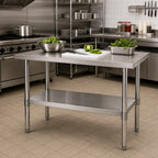 Thumbnail image #2 for Quantum SST-2448U 304 Stainless Steel Work Table with Adjustable Undershelf, Hemmed Edge, 48"W x 24"D x 34"H
