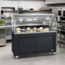 Thumbnail image #2 for Vollrath 2-Series Affordable Portable 46-Inch Mobile 3-Pan Non-Refrigerated Cold Food Station with Buffet Breath Guard and Sliding Door Storage Base