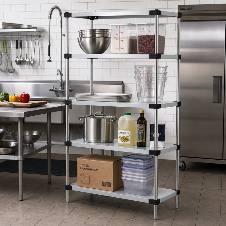 Product image #2 for Quantum Solid Stainless Steel Shelving Starter Kit with 4 Solid Shelves, 42 x 24 x 54 Inches