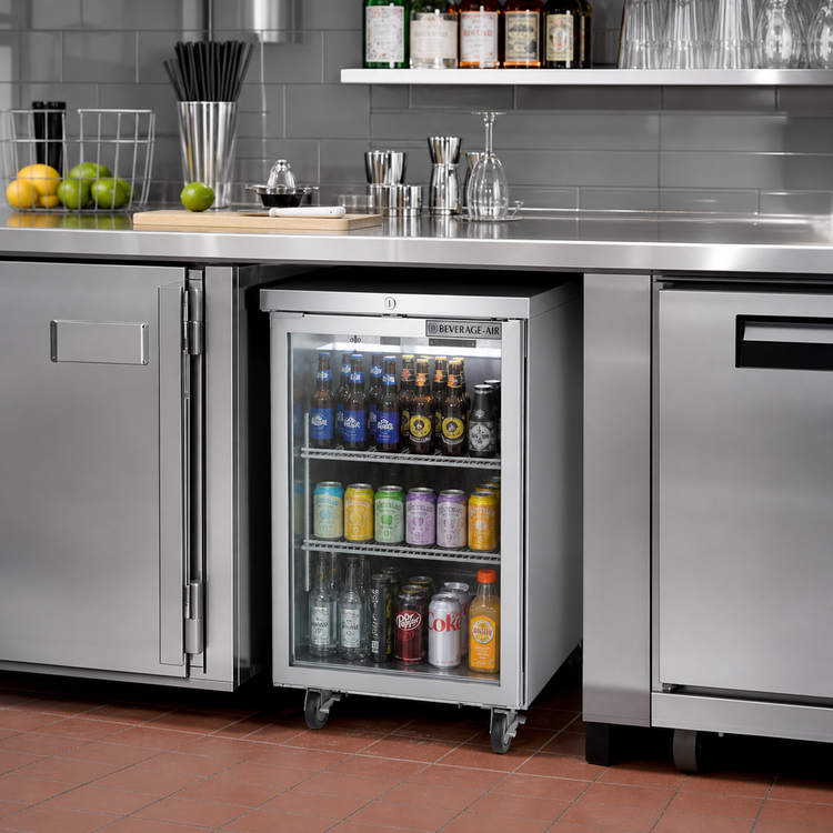 Product image #2 for Beverage-Air 24-Inch One-Section Food-Rated Refrigerated Back Bar Storage Cabinet with Glass Door, 7.66 Cu. Ft., Stainless Steel