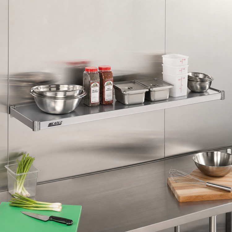 Product image #2 for Eagle Group 48-Inch x 21-Inch Solid Galvanized Shelf with Marine Edge, 600 Lb. Capacity