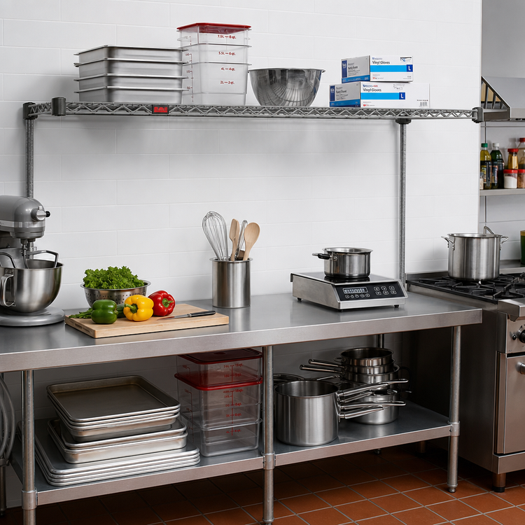 Product image #2 for Eagle Valu-Master Quad-Adjust Wire Shelf, 72 x 24 Inches, Pewter Gray Epoxy, 600 lb. Capacity