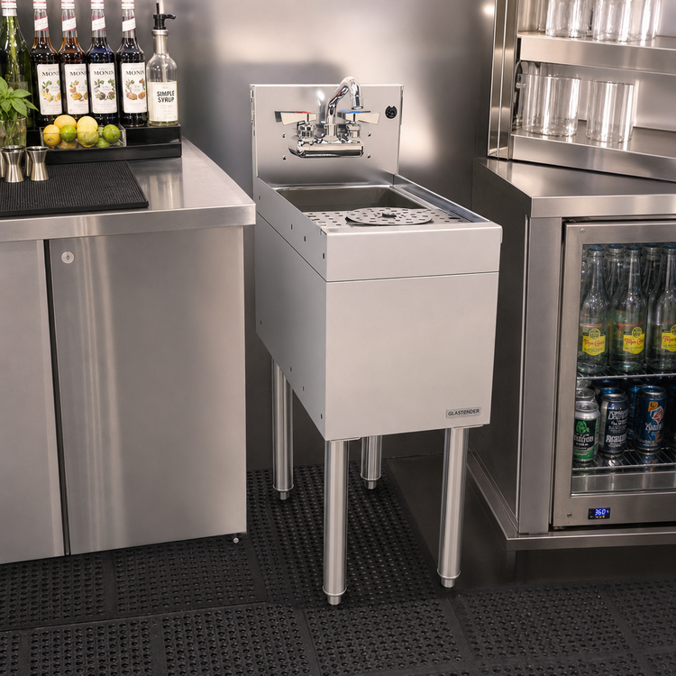 Product image #2 for Glastender MRS-12 Freestanding Stainless Steel Underbar Mixology Unit, 1-Bowl, 12 Inch W x 24 Inch D