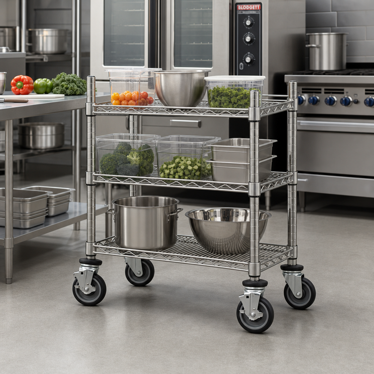 Product image #2 for Advance Tabco Special Value Series 5-Inch Poly Swivel Stem Casters for Wire Shelving, Set of 4, 2 with Brakes