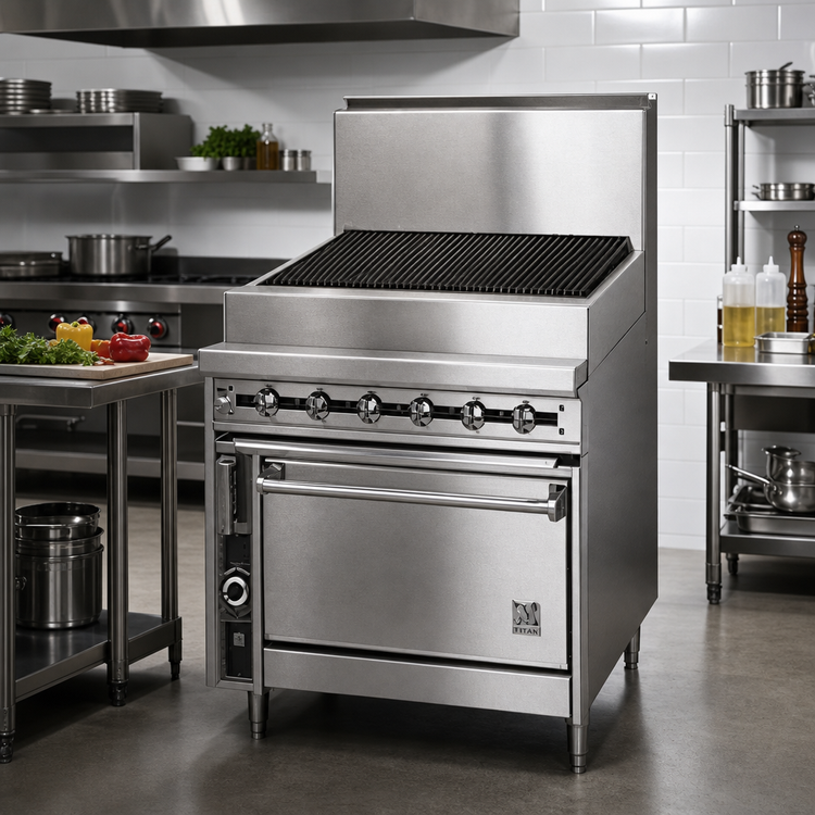 Product image #2 for Titan 48" Gas Heavy Duty Range Match Charbroiler with Cabinet Base