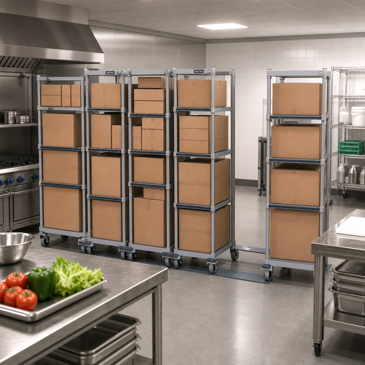 Product image #2 for MetroMax Q Double Deep qwikTRAK Stationary Intermediate Unit Kit with 74-Inch Epoxy-Coated Steel Posts