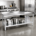 Thumbnail image #2 for John Boos 60-Inch x 24-Inch Stainless Steel Equipment Stand with 1-1/2-Inch Upturn and Adjustable Undershelf