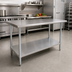 Thumbnail image #2 for Advance Tabco Special Value Series 84 in. x 30 in. Flat Top Stainless Steel Work Table with Adjustable Undershelf