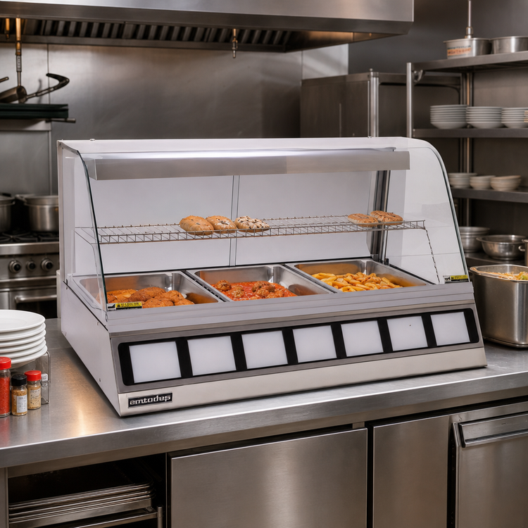 Product image #2 for Antunes DCH-320 Countertop Heated Display Cabinet, 3-Pan Full-Service Hot Food Merchandiser, 120V