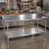 Thumbnail image #2 for John Boos Stallion Stainless Steel Cocktail Station Work Table with 5-Inch Backsplash and Adjustable Undershelf, 108 x 30 Inches