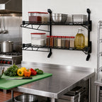 Thumbnail image #2 for Quantum WC34-CB1860BK Wall-Mounted Cantilever Double-Shelf Wire Shelving Unit, 60 x 18 x 34 Inches, Black Epoxy