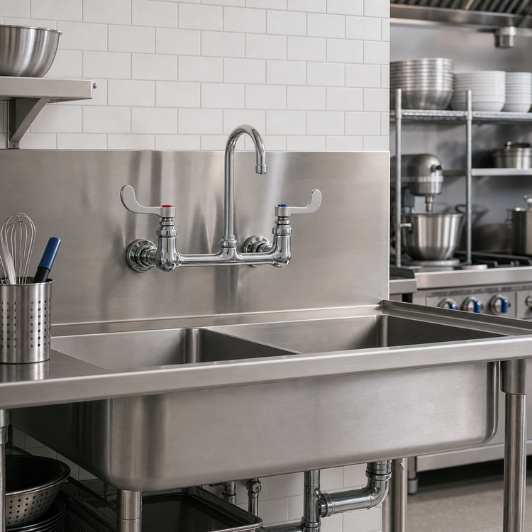 Product image #2 for T&S Brass Wall-Mount Surgical Sink Mixing Faucet with 8-Inch Adjustable Centers and Gooseneck Spout