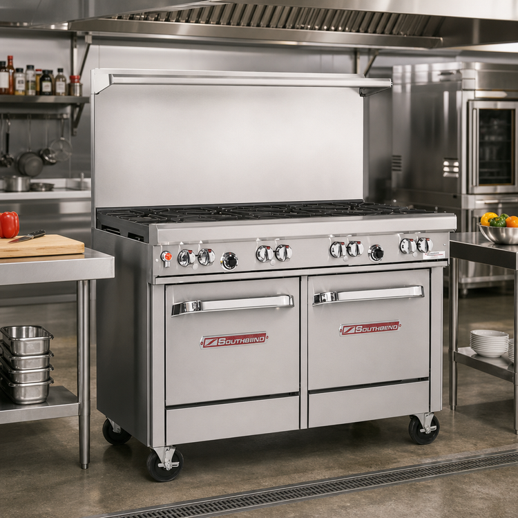Product image #2 for Southbend Ultimate 48-Inch 6-Burner Commercial Gas Restaurant Range with Standard Oven and Cabinet Base