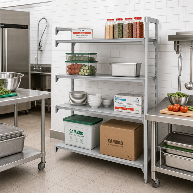 Product image #3 for Cambro Camshelving Premium 21" x 42" x 64" 4-Shelf Solid Add-On Polymer Shelving Unit