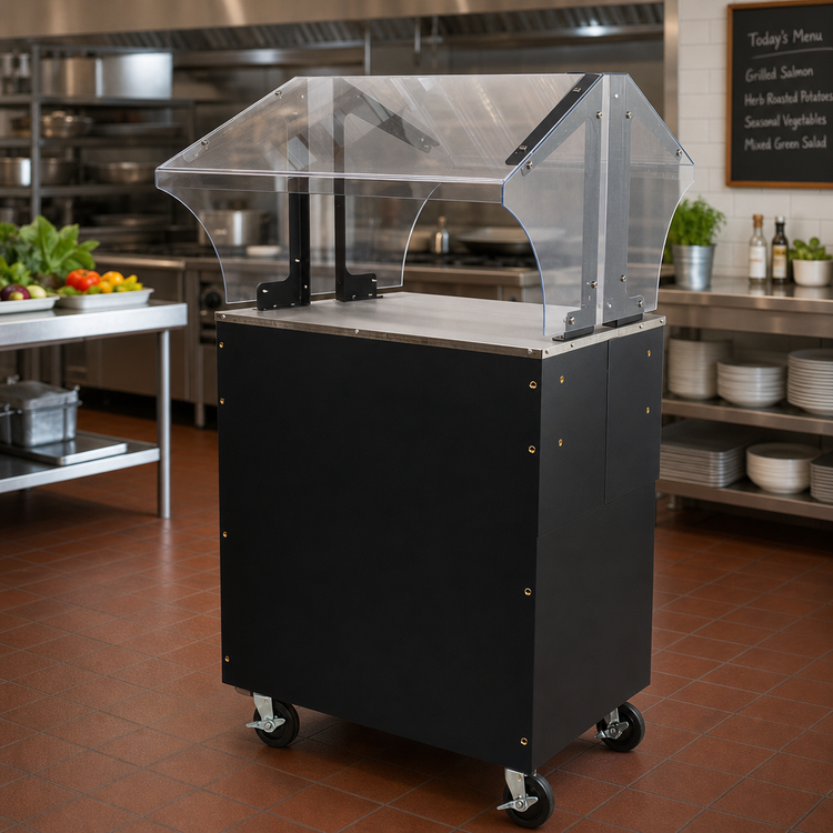 Product image #2 for Advance Tabco Triumph Portable Solid Top Buffet Table with Enclosed Base and Double-Sided Sneeze Guard