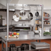 Thumbnail image #2 for John Boos PRS4A Table-Mount Single-Bar Stainless Steel Pot Rack with 9 Double Hooks