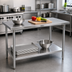 Thumbnail image #2 for John Boos Stallion 48-Inch W x 30-Inch D Stainless Steel Top Work Table with Galvanized Base and Adjustable Undershelf