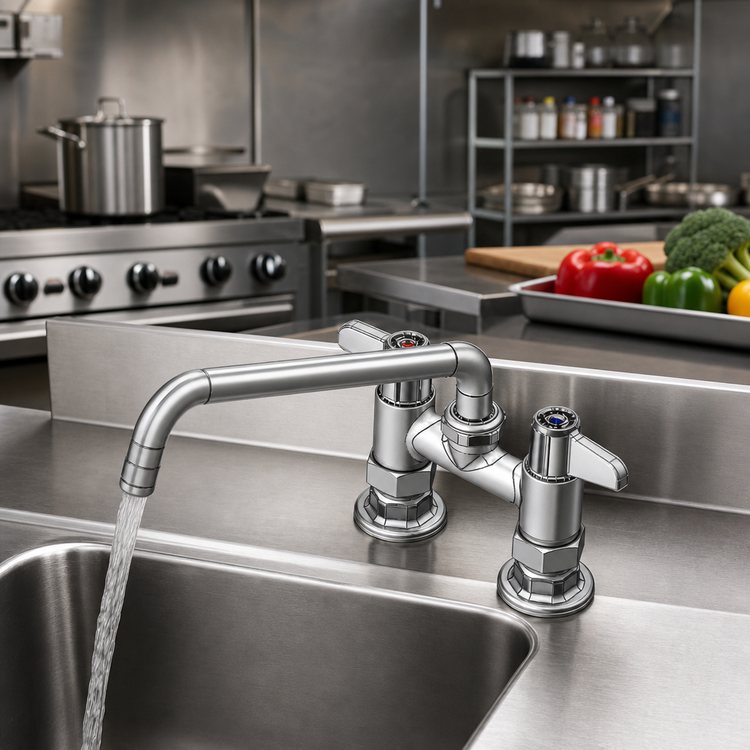 Product image #2 for equip 4-Inch Center Deck Mount Mixing Faucet with 8-Inch Swing Nozzle and Lever Handles