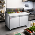 Thumbnail image #3 for Omcan 60-Inch Mega Refrigerated Sandwich/Salad Prep Table, Two-Section, Rear-Mount Self-Contained, 15 Cu. Ft.