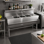 Thumbnail image #2 for Eagle Group Spec-Bar B5-3-L-19 3-Compartment Underbar Sink Unit, Left Drainboard, 60"W x 19"D x 37"H, Stainless Steel