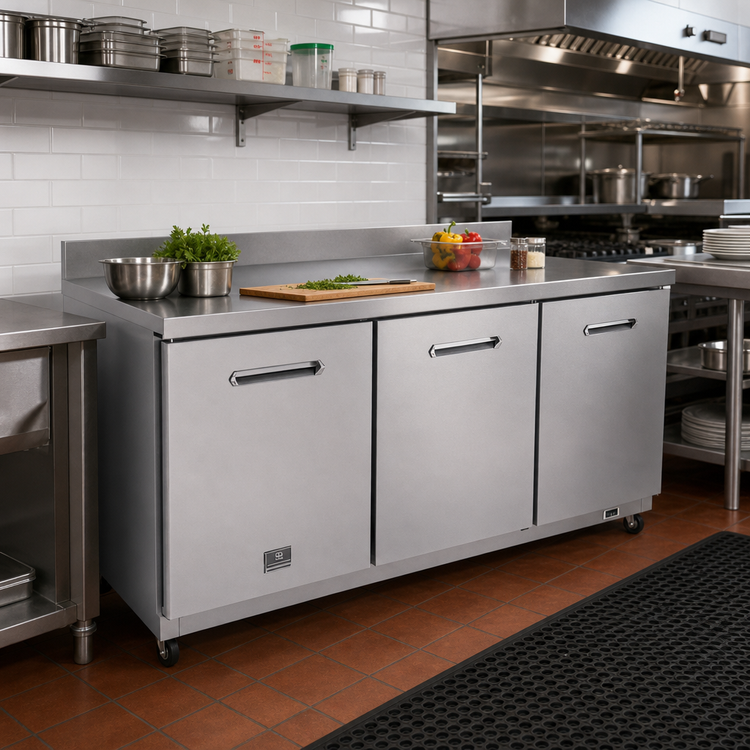 Product image #3 for Kelvinator Commercial 72-Inch 3-Door Work Top Refrigerator with Backsplash