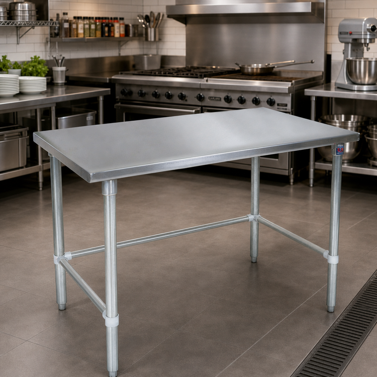 Product image #2 for John Boos Stallion 72-Inch x 36-Inch 14-Gauge Stainless Steel Top Work Table with Galvanized Legs and Safety Edge