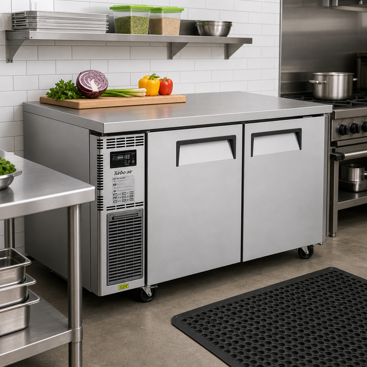 Product image #2 for Turbo Air J Series Two-Section Side-Mount Undercounter Refrigerator, 59-Inch, 13.58 Cu. Ft., Stainless Steel