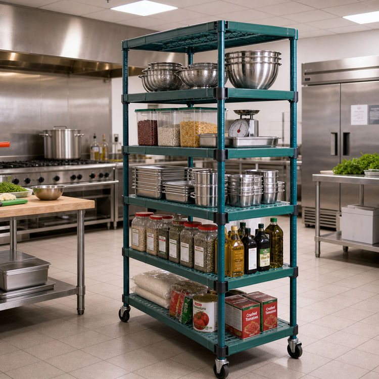 Product image #2 for QuadPlus 5-Tier Mobile Starter Wire Shelving Unit, 60 x 18 x 74 Inches