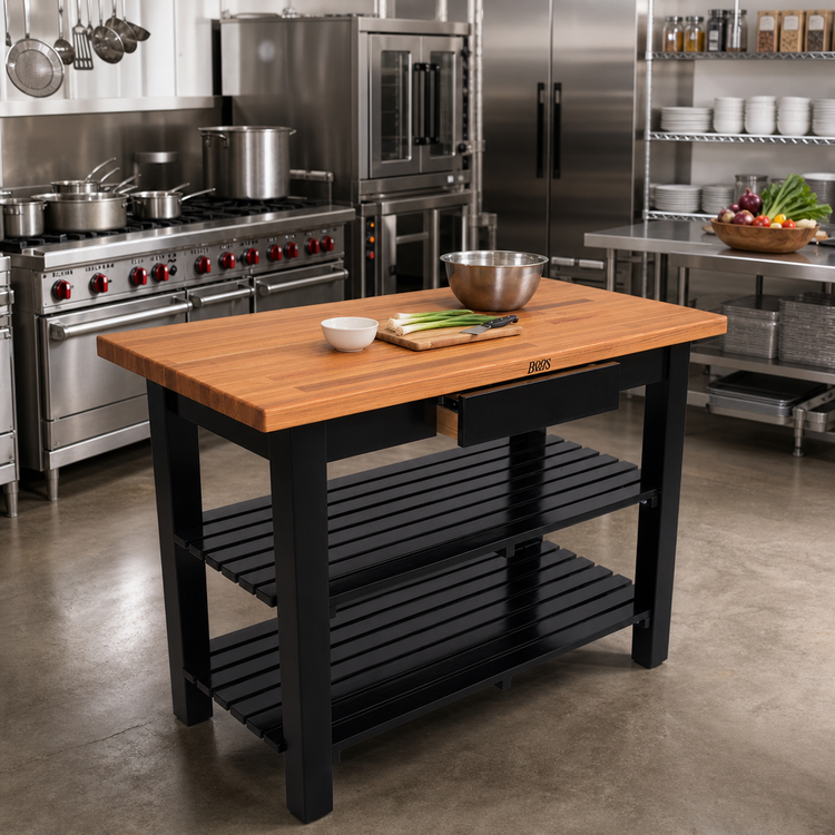 Product image #3 for Appalachian Red Oak Wood Top Work Table with Slatted Undershelf, 48 x 30 x 34-3/4 Inches