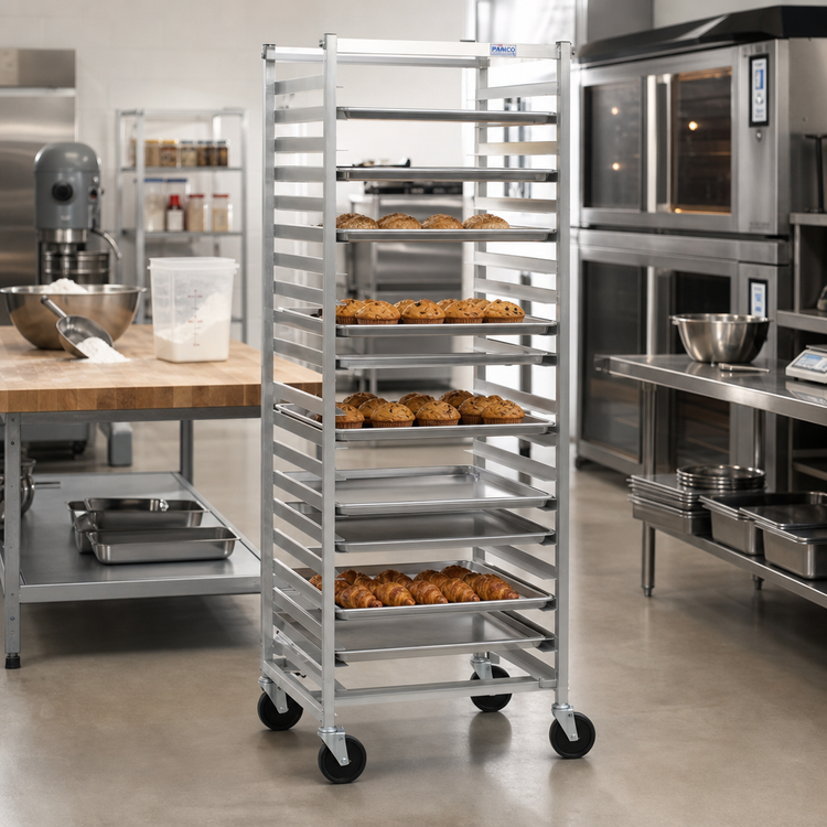 Product image #2 for Panco Full-Height Mobile Tray Utility Rack for 18 x 26 Trays, Open Sides, 24 Capacity