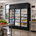 Thumbnail image #2 for True TRM Series 3-Section Medium Temperature Glass Door Merchandiser Refrigerator, Self-Contained, Top-Mounted, Black Exterior/White Interior