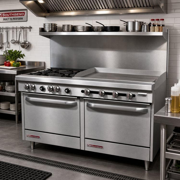 Product image #2 for Southbend S-Series 60-Inch Natural Gas Restaurant Range with 6 Open Burners, 24-Inch Griddle, and 2 Convection Ovens