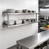 Thumbnail image #2 for Wall-Mounted Double-Tier Pass-Thru Shelf, 84 x 18 Inches, Stainless Steel