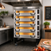Thumbnail image #2 for PizzaMaster PM 835ED Five-Deck Modular Electric Pizza Oven with Stand and Eyebrow Hood