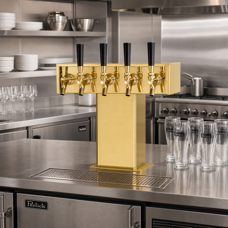 Product image #2 for Perlick Standard-Height Air-Cooled Tee Beer Dispensing Tower, 5 Faucet, Tarnish-Free Brass